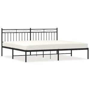 Bedframe met hoofdbord metaal zwart 193×203 cm Bedframe met hoofdbord metaal zwart 193×203 cm