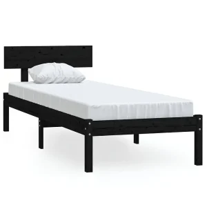 Bedframe massief grenenhout zwart 100×200 cm Bedframe massief grenenhout zwart 100×200 cm
