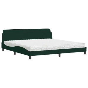 Bed met matras "Dover" fluweel donkergroen 200×200 cm Bed met matras "Dover" fluweel donkergroen 200×200 cm