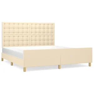 Bedframe zonder matras stof crèmekleurig 160×200 cm Bedframe zonder matras stof crèmekleurig 160×200 cm