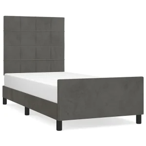 Bedframe zonder matras 90×190 cm fluweel donkergrijs Bedframe zonder matras 90×190 cm fluweel donkergrijs