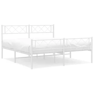 Bedframe met hoofd- en voeteneinde metaal wit 120×200 cm Bedframe met hoofd- en voeteneinde metaal wit 120×200 cm