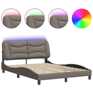 Bedframe met LED zonder matras "Hvar" 140×190 cm stof taupe Bedframe met LED zonder matras "Hvar" 140×190 cm stof taupe
