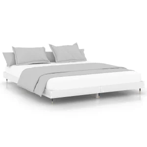 Bedframe bewerkt hout hoogglans wit 160×200 cm Bedframe bewerkt hout hoogglans wit 160×200 cm