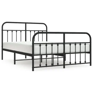 Bedframe met hoofd- en voeteneinde metaal zwart 140×200 cm