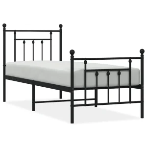 Bedframe met hoofd- en voeteneinde metaal zwart 75×190 cm Bedframe met hoofd- en voeteneinde metaal zwart 75×190 cm