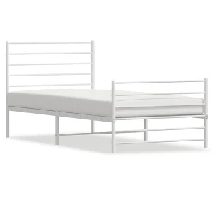 Bedframe met hoofd- en voeteneinde metaal wit 100×190 cm Bedframe met hoofd- en voeteneinde metaal wit 100×190 cm