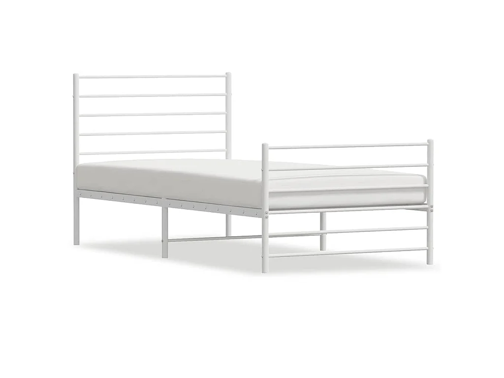 Bedframe met hoofd- en voeteneinde metaal wit 100x190 cm