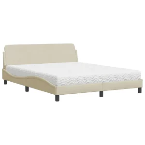 Bed met matras "Dover" stof crèmekleurig 160×200 cm Bed met matras "Dover" stof crèmekleurig 160×200 cm