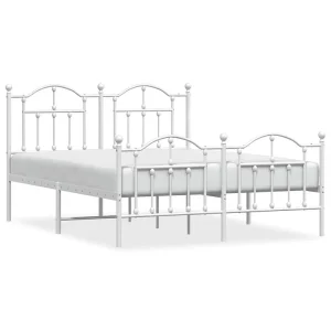 Bedframe met hoofd- en voeteneinde metaal wit 135×190 cm Bedframe met hoofd- en voeteneinde metaal wit 135×190 cm