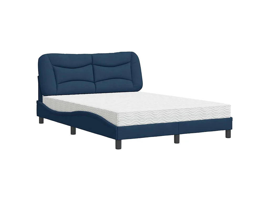 Bed met matras "Hvar" stof blauw 140x190 cm