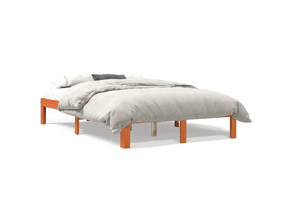 Bedframe zonder matras massief grenenhout wasbruin 140x200 cm