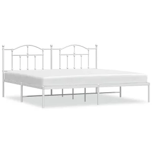 Bedframe met hoofdbord metaal wit 193×203 cm Bedframe met hoofdbord metaal wit 193×203 cm