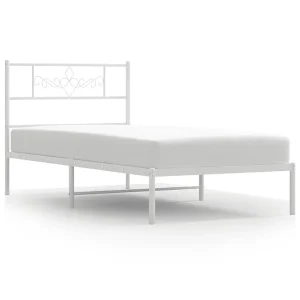 Bedframe met hoofdbord zonder matras metaal wit 75×190 cm Bedframe met hoofdbord zonder matras metaal wit 75×190 cm