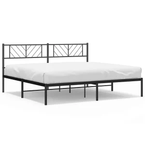 Bedframe met hoofdbord metaal zwart 180×200 cm Bedframe met hoofdbord metaal zwart 180×200 cm