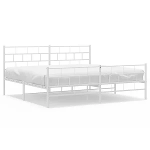 Bedframe met hoofd- en voeteneinde metaal wit 183×213 cm Bedframe met hoofd- en voeteneinde metaal wit 183×213 cm