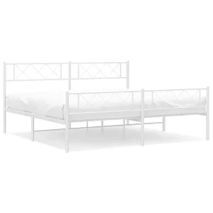 Bedframe met hoofd- en voeteneinde metaal wit 183×213 cm Bedframe met hoofd- en voeteneinde metaal wit 183×213 cm