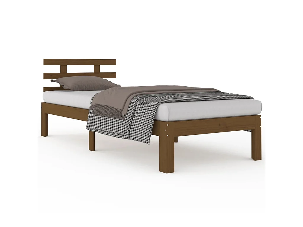 Bedframe massief hout honingbruin 100x200 cm