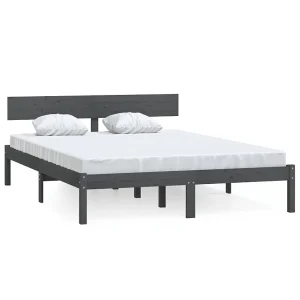 Bedframe massief grenenhout grijs 200×200 cm Bedframe massief grenenhout grijs 200×200 cm