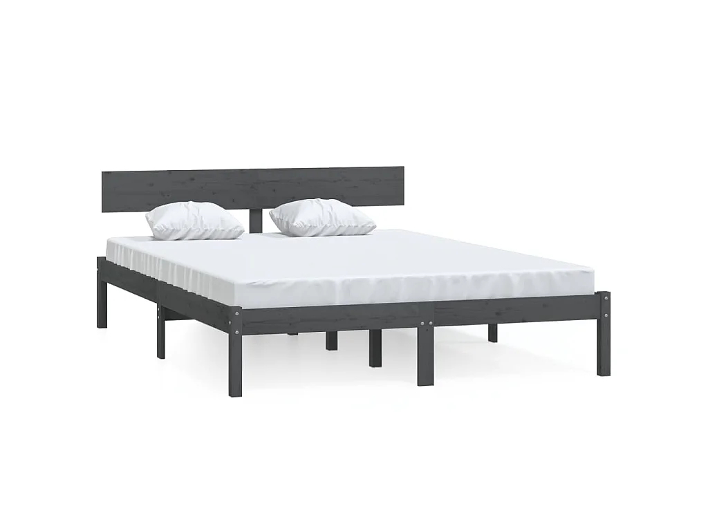 Bedframe massief grenenhout grijs 200x200 cm