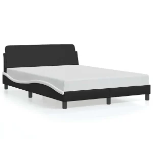 Bedframe "Dover" kunstleer zwart en wit 140×200 cm Bedframe "Dover" kunstleer zwart en wit 140×200 cm
