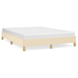 Bedframe zonder matras stof crèmekleurig 140×190 cm Bedframe zonder matras stof crèmekleurig 140×190 cm