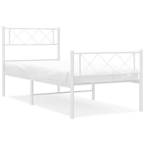 Bedframe met hoofd- en voeteneinde metaal wit 107×203 cm Bedframe met hoofd- en voeteneinde metaal wit 107×203 cm