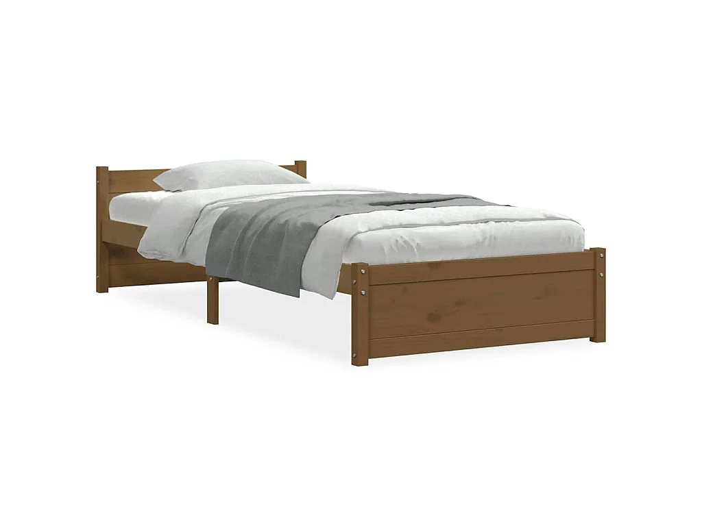 Bedframe massief hout honingbruin 75x190 cm