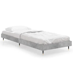 Bedframe bewerkt hout betongrijs 75×190 cm