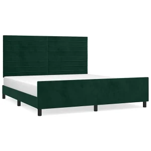 Bedframe met hoofdeinde fluweel donkergroen 180×200 cm Bedframe met hoofdeinde fluweel donkergroen 180×200 cm