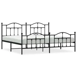 Bedframe met hoofd- en voeteneinde metaal zwart 193×203 cm Bedframe met hoofd- en voeteneinde metaal zwart 193×203 cm