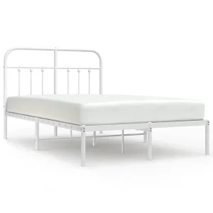 Bedframe met hoofdbord metaal wit 120×190 cm Bedframe met hoofdbord metaal wit 120×190 cm