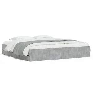 Bedframe met lades bewerkt hout betongrijs 180×200 cm Bedframe met lades bewerkt hout betongrijs 180×200 cm