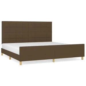 Bedframe zonder matras stof donkerbruin 200×200 cm Bedframe zonder matras stof donkerbruin 200×200 cm