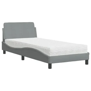 Bed met matras "Dover" stof lichtgrijs 90×200 cm Bed met matras "Dover" stof lichtgrijs 90×200 cm