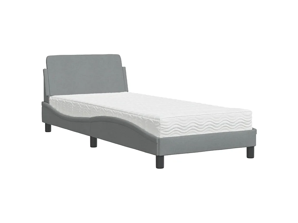 Bed met matras "Dover" stof lichtgrijs 90x200 cm
