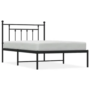 Bedframe met hoofdbord metaal zwart 100×200 cm Bedframe met hoofdbord metaal zwart 100×200 cm