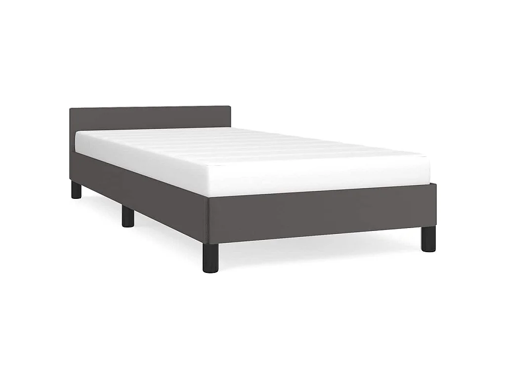 Bedframe met hoofdeinde zonder matras 100x200 cm grijs