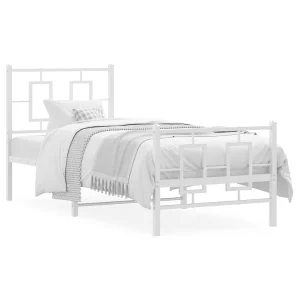 Bedframe met hoofd- en voeteneinde metaal wit 75×190 cm Bedframe met hoofd- en voeteneinde metaal wit 75×190 cm