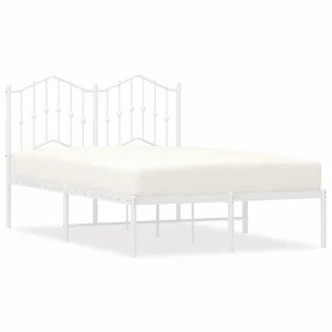 Bedframe met hoofdbord metaal wit 120×190 cm Bedframe met hoofdbord metaal wit 120×190 cm