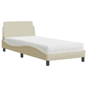 Bed met matras "Dover" stof crèmekleurig 80×200 cm Bed met matras "Dover" stof crèmekleurig 80×200 cm