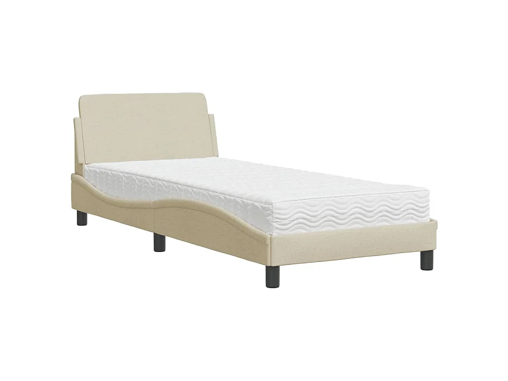 Bed met matras "Dover" stof crèmekleurig 80x200 cm