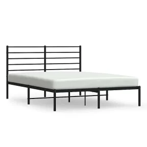 Bedframe met hoofdbord metaal zwart 120×190 cm Bedframe met hoofdbord metaal zwart 120×190 cm