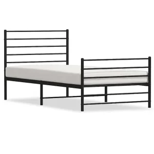Bedframe met hoofd- en voeteneinde metaal zwart 80×200 cm