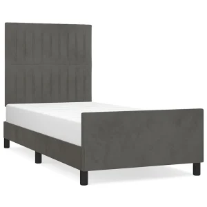 Bedframe zonder matras 90×190 cm fluweel donkergrijs Bedframe zonder matras 90×190 cm fluweel donkergrijs