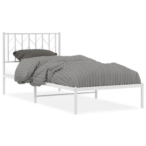 Bedframe met hoofdbord metaal wit 90×190 cm Bedframe met hoofdbord metaal wit 90×190 cm