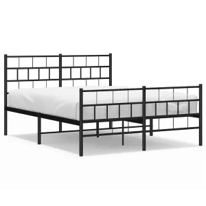 Bedframe met hoofd- en voeteneinde metaal zwart 135×190 cm