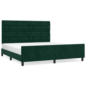 Bedframe met hoofdeinde fluweel donkergroen 180×200 cm Bedframe met hoofdeinde fluweel donkergroen 180×200 cm