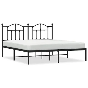 Bedframe met hoofdbord metaal zwart 160×200 cm Bedframe met hoofdbord metaal zwart 160×200 cm