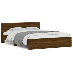 Bedframe met hoofdeinde bruin eikenkleur 150×200 cm Bedframe met hoofdeinde bruin eikenkleur 150×200 cm